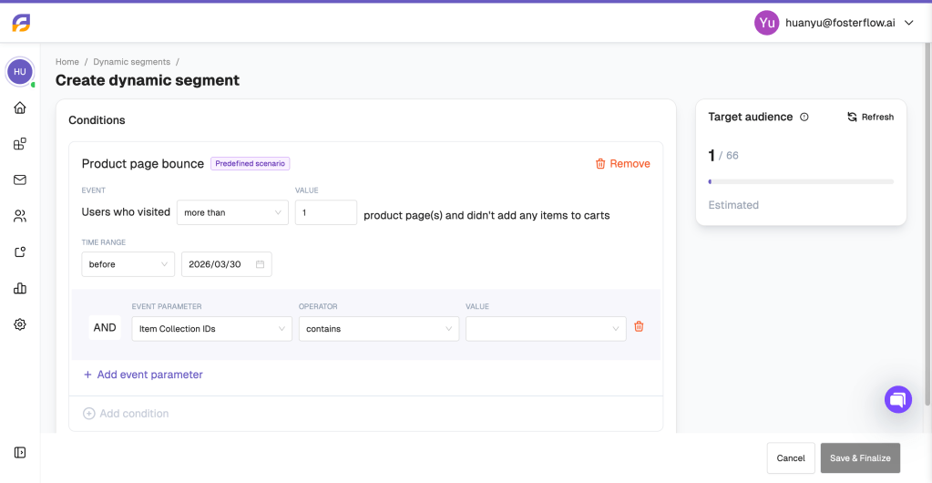Product page bounce setup