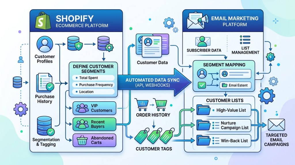 Shopify customer segments syncing to email marketing platfor