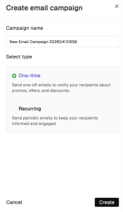Create email campaign modal