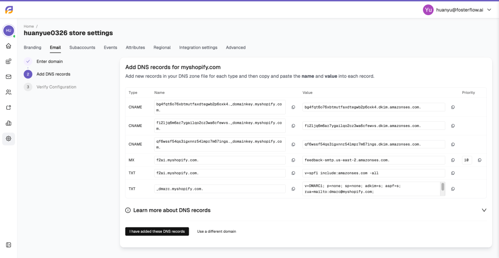 Add DNS records