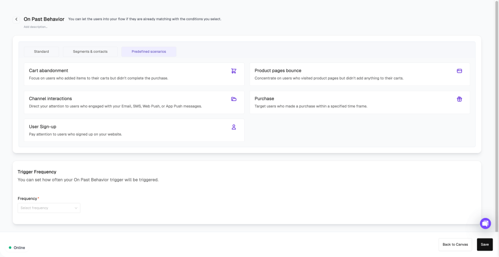 Predefined scenarios Tab